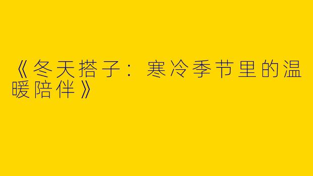 《冬天搭子：寒冷季节里的温暖陪伴》
