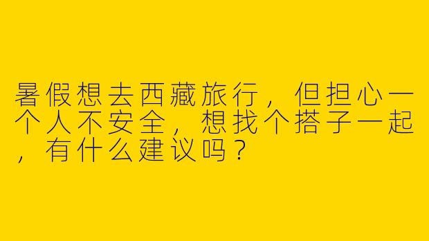 暑假想去西藏旅行，但担心一个人不安全，想找个搭子一起，有什么建议吗？