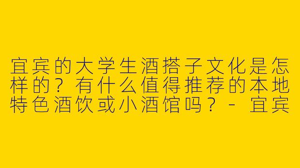 宜宾的大学生酒搭子文化是怎样的？有什么值得推荐的本地特色酒饮或小酒馆吗？-宜宾大学生酒搭子