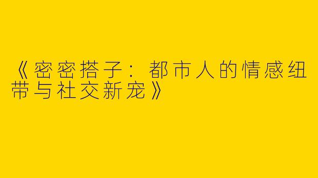 《密密搭子：都市人的情感纽带与社交新宠》