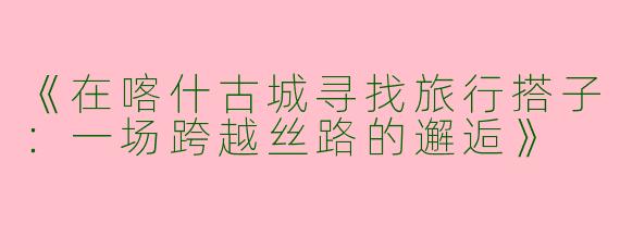《在喀什古城寻找旅行搭子：一场跨越丝路的邂逅》