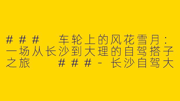 ###
车轮上的风花雪月：一场从长沙到大理的自驾搭子之旅

###-长沙自驾大理搭子