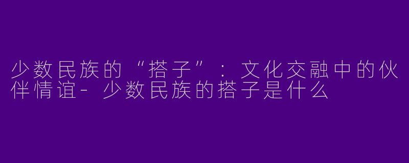少数民族的“搭子”：文化交融中的伙伴情谊-少数民族的搭子是什么