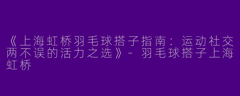 《上海虹桥羽毛球搭子指南：运动社交两不误的活力之选》