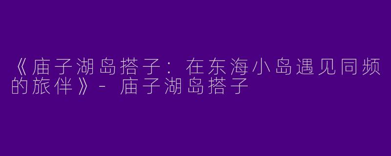 《庙子湖岛搭子：在东海小岛遇见同频的旅伴》