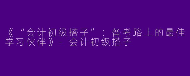 《“会计初级搭子”：备考路上的最佳学习伙伴》