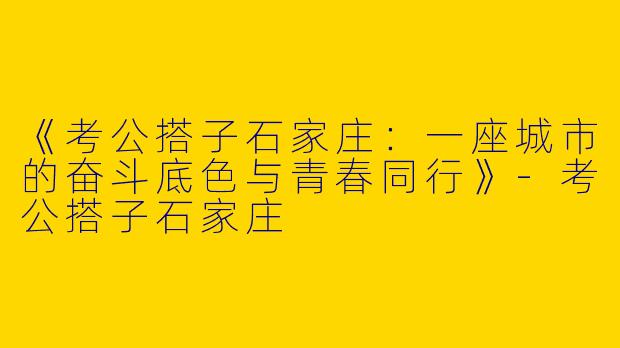 《考公搭子石家庄：一座城市的奋斗底色与青春同行》-考公搭子石家庄