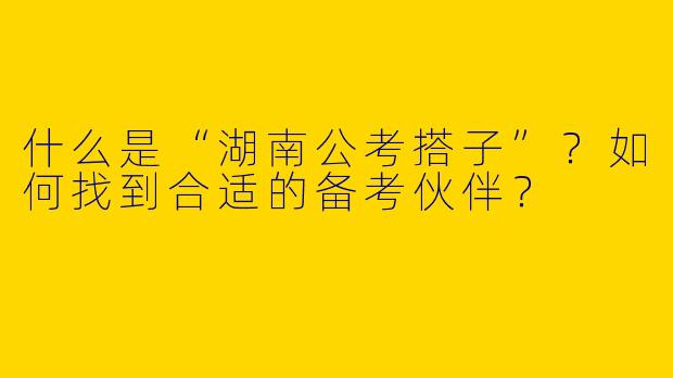 什么是“湖南公考搭子”？如何找到合适的备考伙伴？