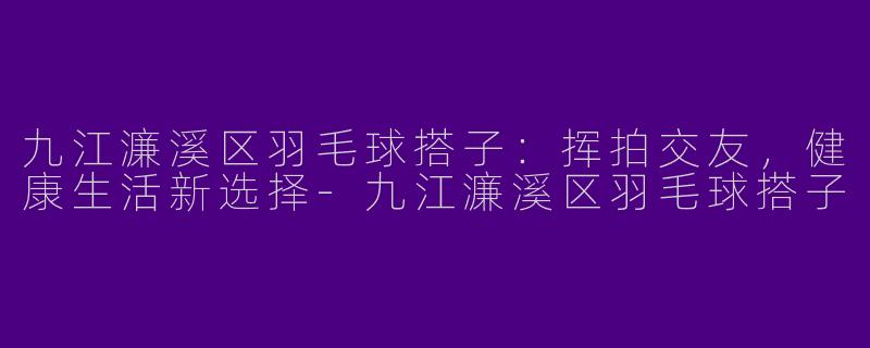 九江濂溪区羽毛球搭子：挥拍交友，健康生活新选择-九江濂溪区羽毛球搭子