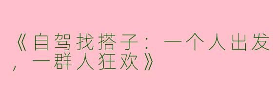 《自驾找搭子：一个人出发，一群人狂欢》