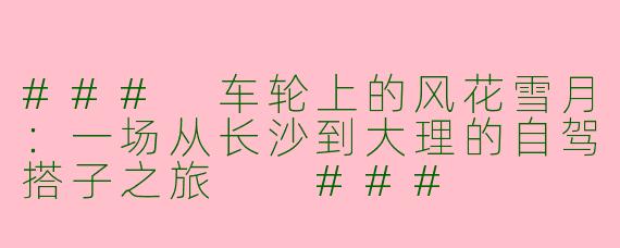###
车轮上的风花雪月：一场从长沙到大理的自驾搭子之旅

###