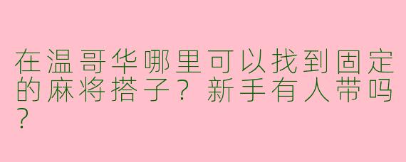 在温哥华哪里可以找到固定的麻将搭子？新手有人带吗？