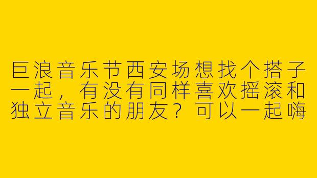 巨浪音乐节西安场想找个搭子一起，有没有同样喜欢摇滚和独立音乐的朋友？可以一起嗨现场，交流音乐，顺便互相帮忙拍拍照！-巨浪音乐节西安搭子