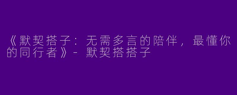 《默契搭子：无需多言的陪伴，最懂你的同行者》