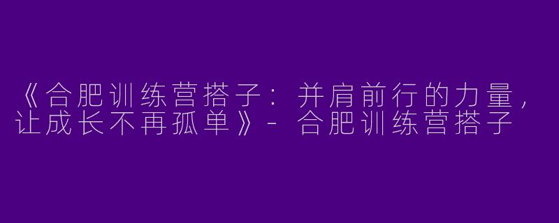 《合肥训练营搭子：并肩前行的力量，让成长不再孤单》-合肥训练营搭子
