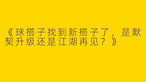 《球搭子找到新搭子了，是默契升级还是江湖再见？》