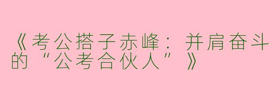 《考公搭子赤峰：并肩奋斗的“公考合伙人”》