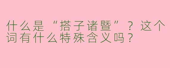 什么是“搭子诸暨”？这个词有什么特殊含义吗？