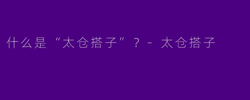 什么是“太仓搭子”？-太仓搭子