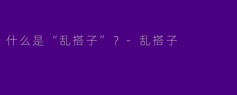 什么是“乱搭子”？-乱搭子