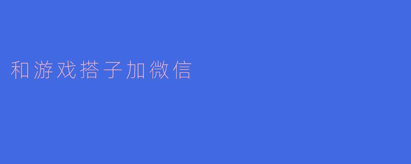 和游戏搭子加微信