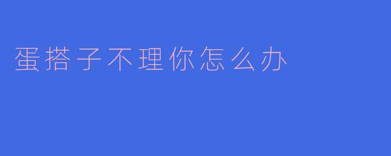 蛋搭子突然不理我了，我该怎么办？