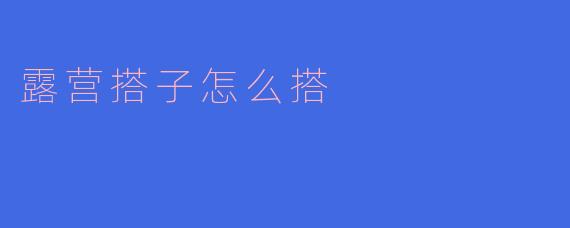 露营搭子怎么搭