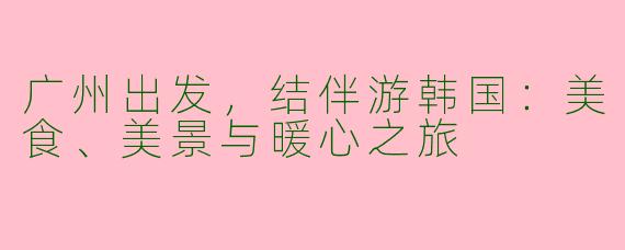 广州出发，结伴游韩国：美食、美景与暖心之旅