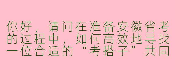 你好，请问在准备安徽省考的过程中，如何高效地寻找一位合适的“考搭子”共同备考？