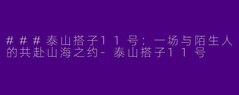 ###泰山搭子11号：一场与陌生人的共赴山海之约-泰山搭子11号