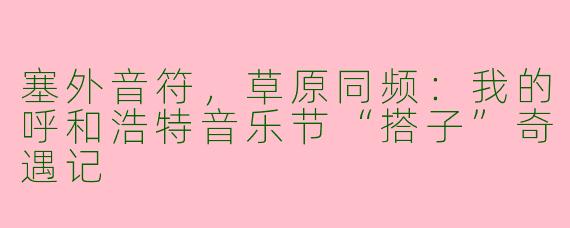 塞外音符，草原同频：我的呼和浩特音乐节“搭子”奇遇记