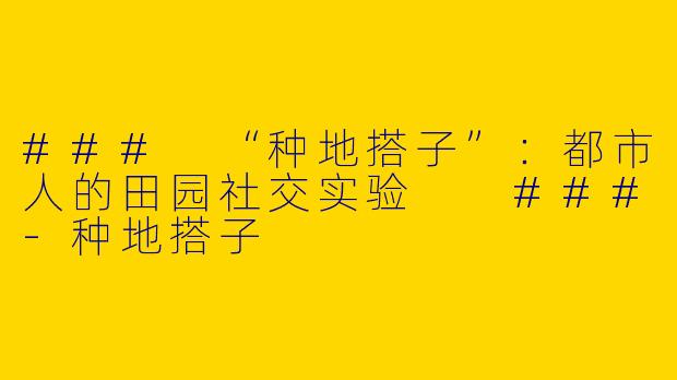 ###
“种地搭子”：都市人的田园社交实验

###-种地搭子