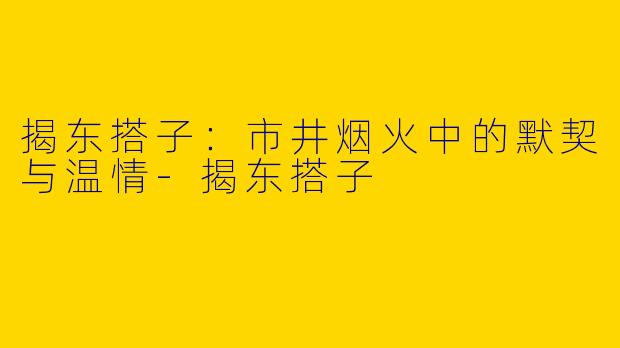 揭东搭子：市井烟火中的默契与温情-揭东搭子