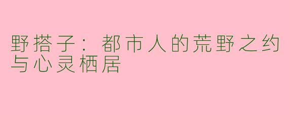 野搭子：都市人的荒野之约与心灵栖居