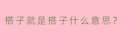 搭子就是搭子什么意思？