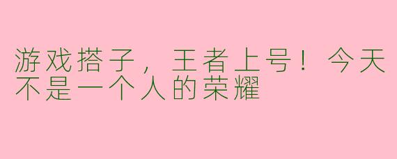游戏搭子，王者上号！今天不是一个人的荣耀