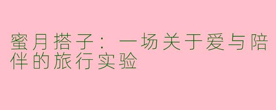 蜜月搭子：一场关于爱与陪伴的旅行实验