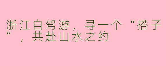 浙江自驾游,寻一个“搭子”,共赴山水之约