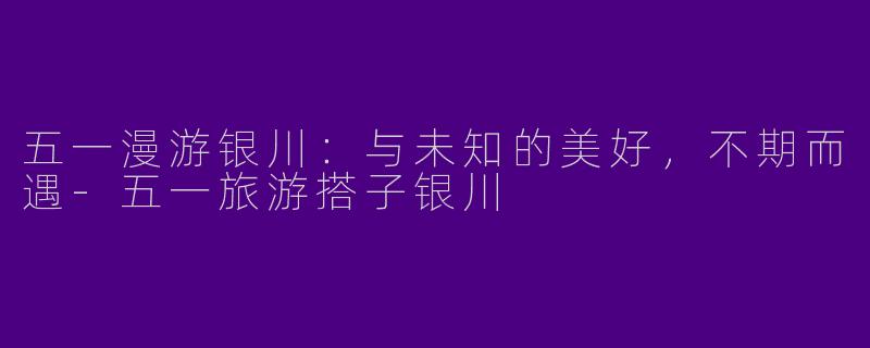 五一漫游银川:与未知的美好,不期而遇