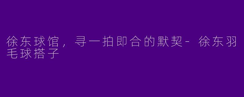 徐东球馆，寻一拍即合的默契-徐东羽毛球搭子