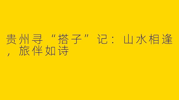 贵州寻“搭子”记：山水相逢，旅伴如诗