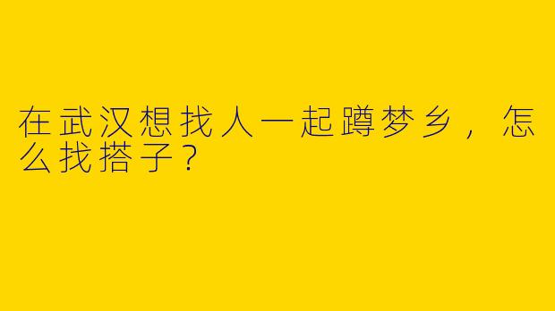 在武汉想找人一起蹲梦乡，怎么找搭子？