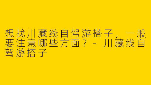 想找川藏线自驾游搭子，一般要注意哪些方面？-川藏线自驾游搭子
