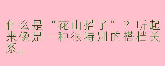 什么是“花山搭子”?听起来像是一种很特别的搭档关系。