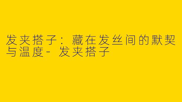 发夹搭子:藏在发丝间的默契与温度-发夹搭子