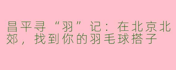 昌平寻“羽”记：在北京北郊，找到你的羽毛球搭子