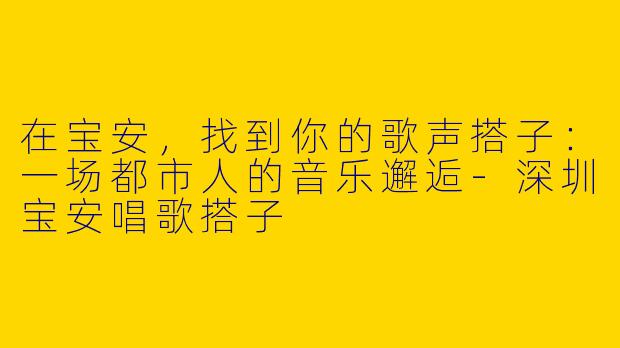 在宝安，找到你的歌声搭子：一场都市人的音乐邂逅-深圳宝安唱歌搭子
