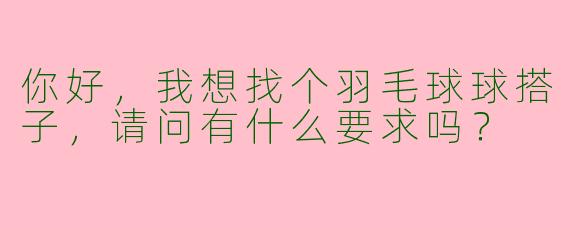 你好，我想找个羽毛球球搭子，请问有什么要求吗？