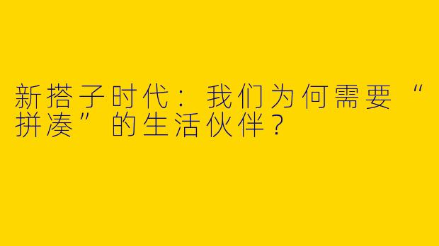 新搭子时代：我们为何需要“拼凑”的生活伙伴？