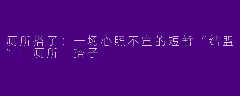 厕所搭子：一场心照不宣的短暂“结盟”-厕所 搭子